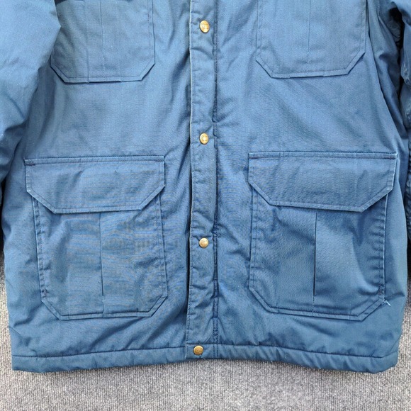 Woolrich Men's Parka Jacket Blue Large Zip Front Long Sleeve Pockets Vintage USA - Picture 4 of 14